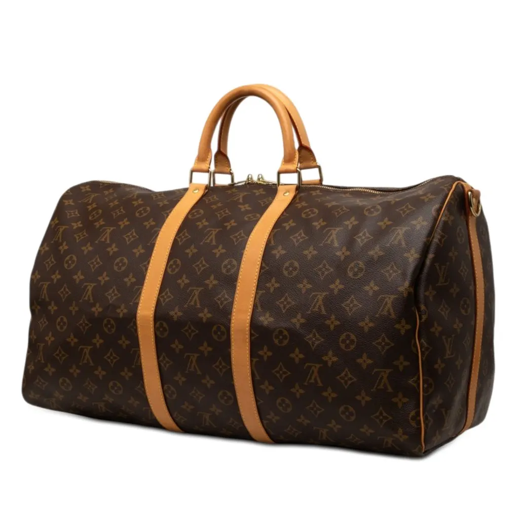 Louis Vuitton Monogram Keepall Bandouliere 55 Brown Good - Back View