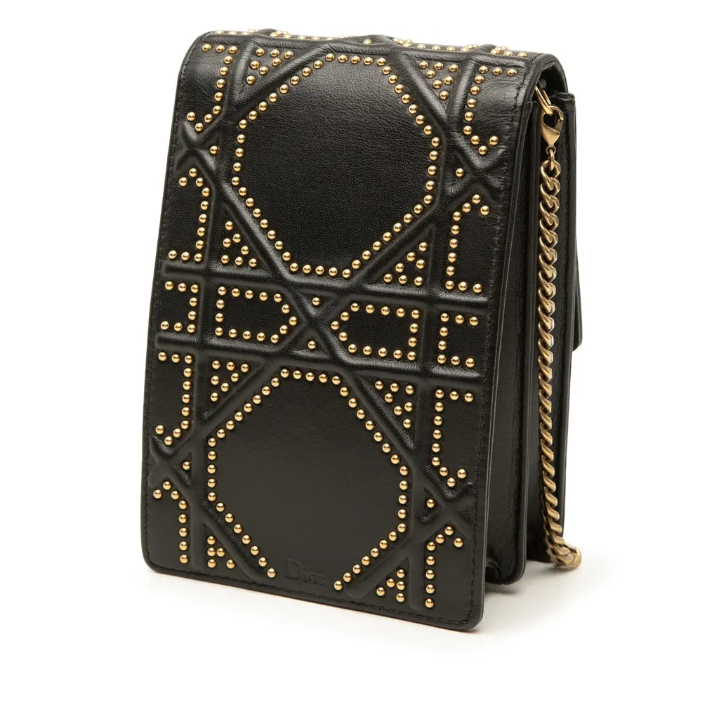 Dior Studded Leather Vertical Diorama Crossbody Black Leather Very good - Back View