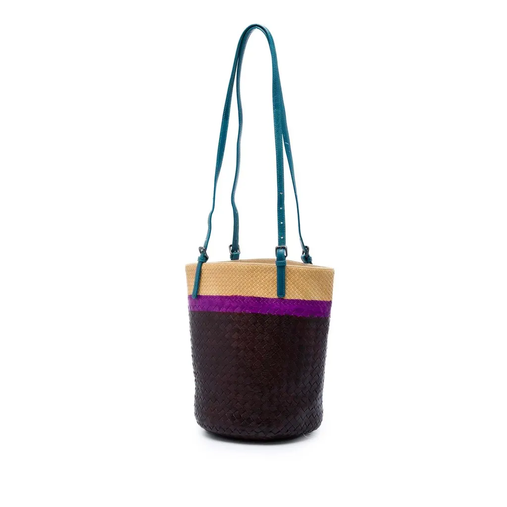 Bottega Veneta Nappa Intrecciato Acquarello Bucket Bag Brown Leather Very good - Back View