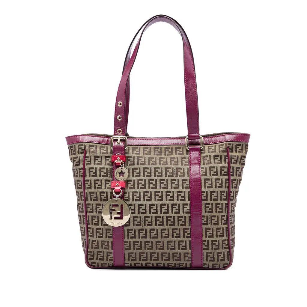 Fendi Zucchino Canvas Superstar Shopping Tote Beige Very good - Front View