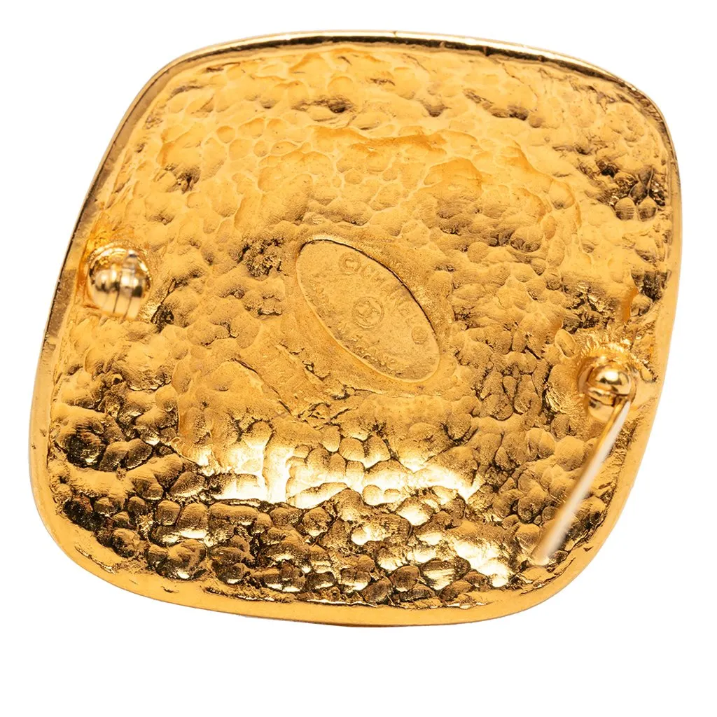Chanel CC Gold Plated Rhombus Brooch Gold Metal Very good - Inside View