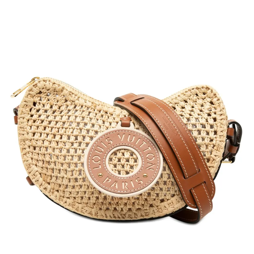 Louis Vuitton Raffia By the Pool Croissant MM Beige Very good - Front View