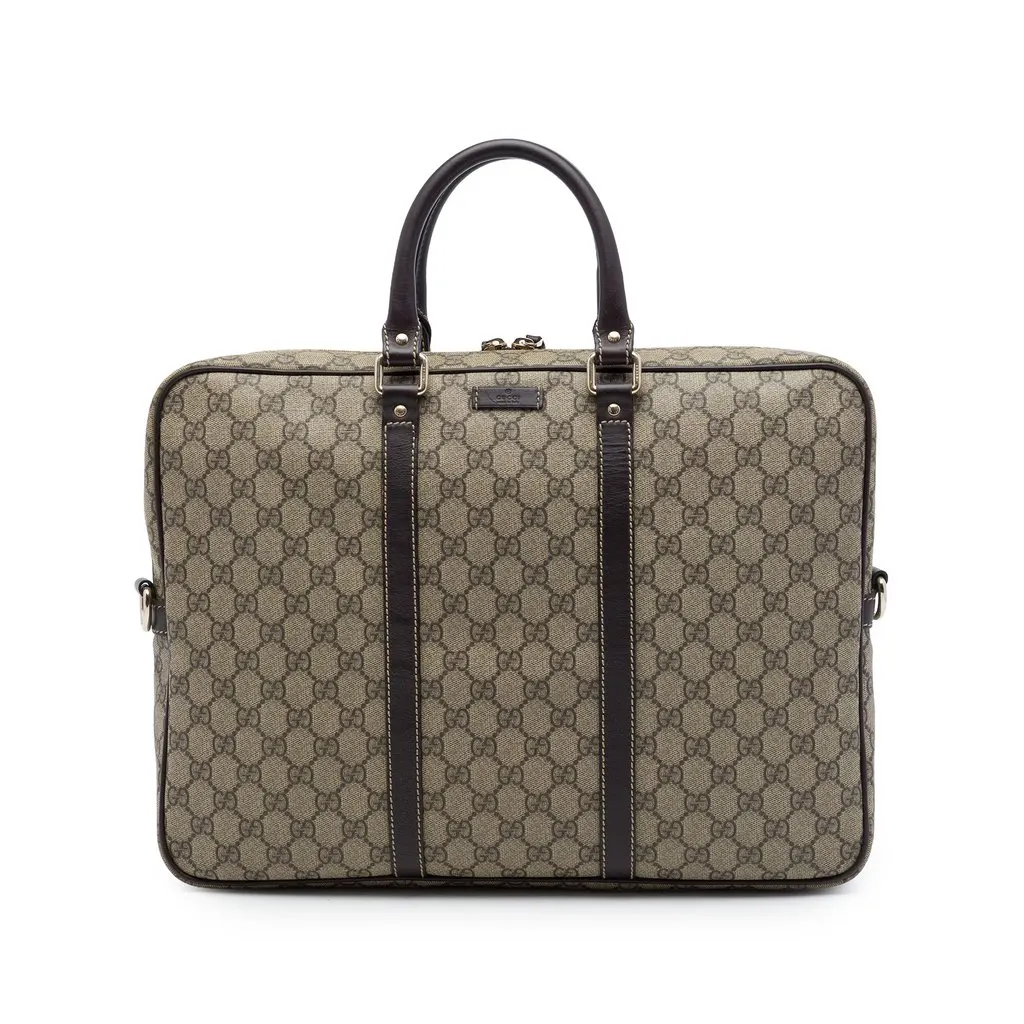Gucci GG Supreme Business Bag Beige Canvas Good - Front View