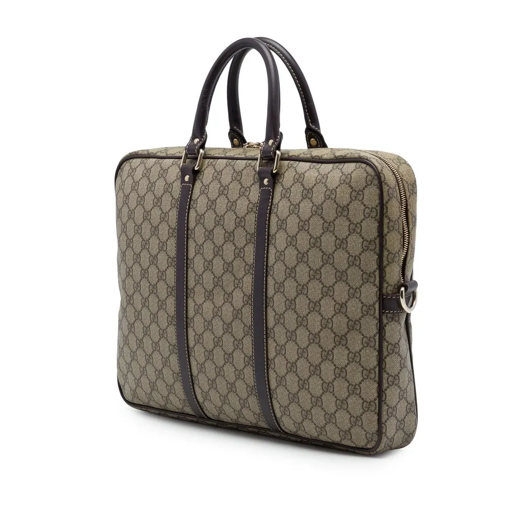 Gucci GG Supreme Business Bag Beige Canvas Good - Back View