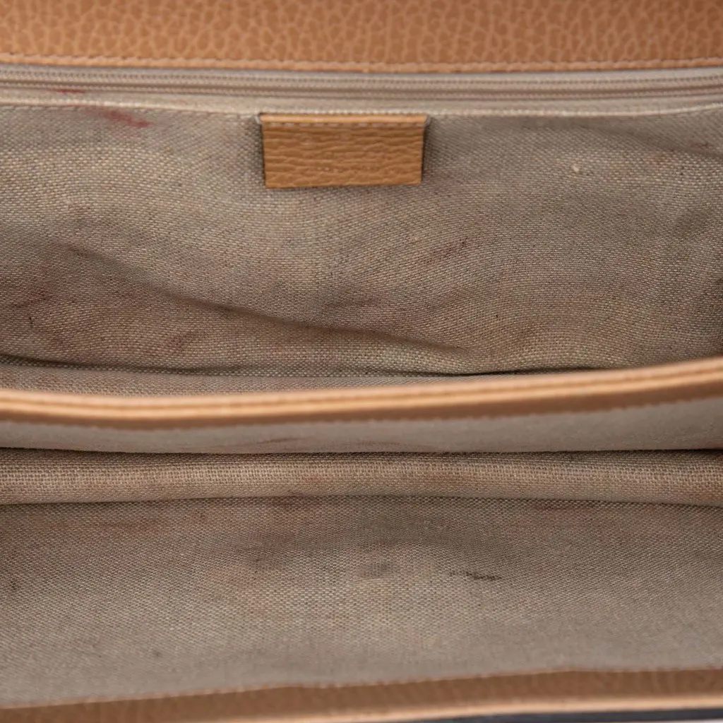 Gucci Medium Dollar Calfskin Interlocking G Crossbody Brown Leather Good - Model View