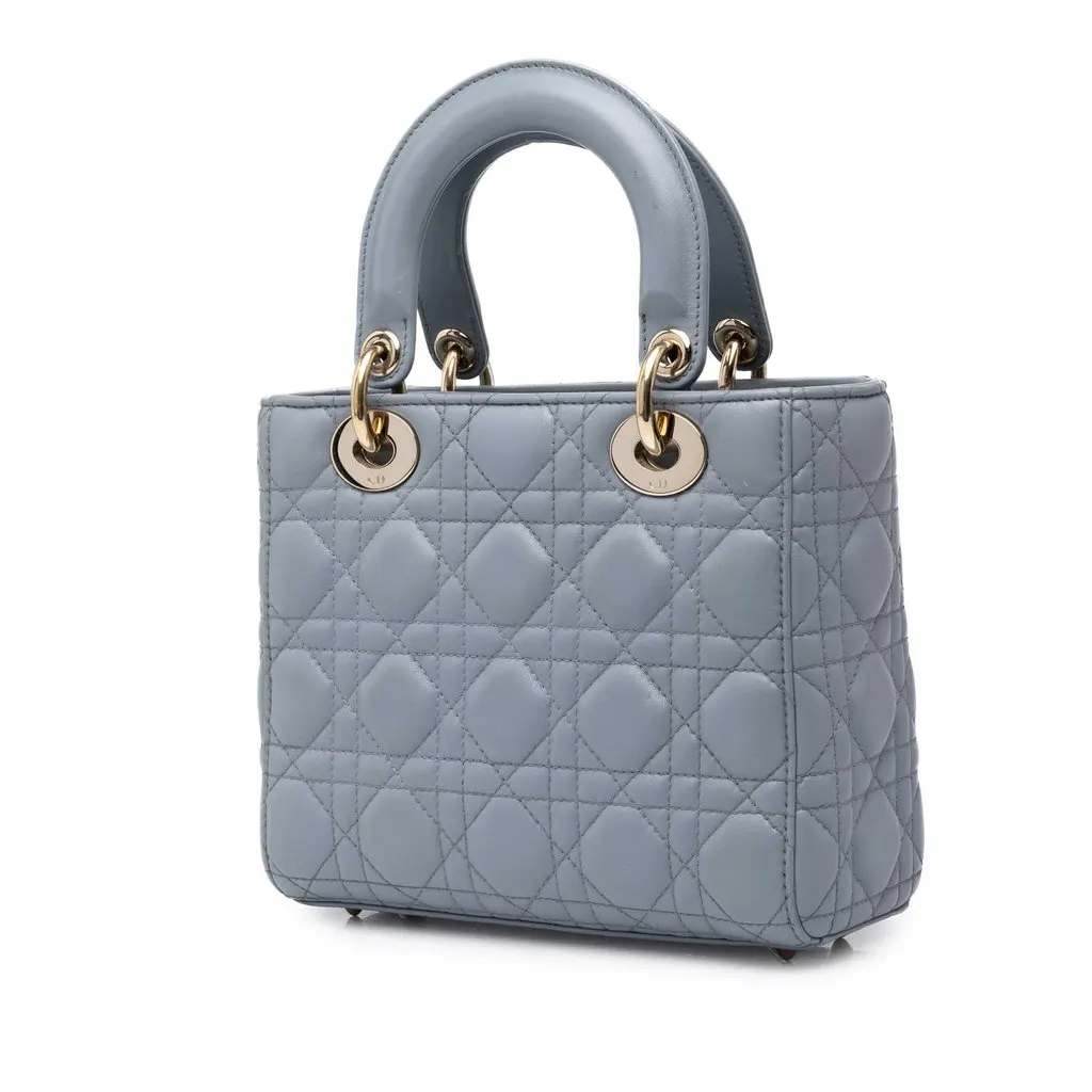 Dior Small Lambskin Cannage MyABCDior Lady Dior Blue Leather Very good - Back View