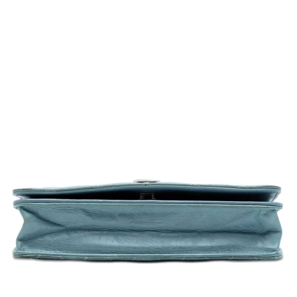 Chanel CC Quilted Ombre Patent and Aged Calfskin Crystal Wallet On Chain Blue Leather Very good - Inside View