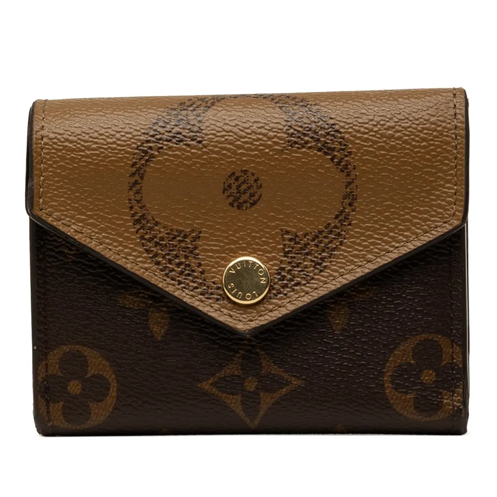 Louis Vuitton Monogram Reverse Giant Zoe Wallet Brown Canvas Good - Front View