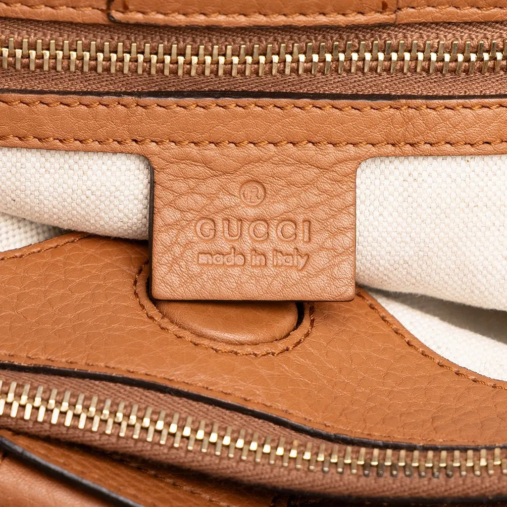 Gucci Medium Calfskin Bamboo Shopper Satchel Brown Leather Good - Box View