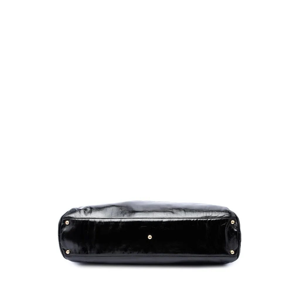Chanel Crinkled Patent Rodeo Drive Tote Black Leather Very good - Inside View