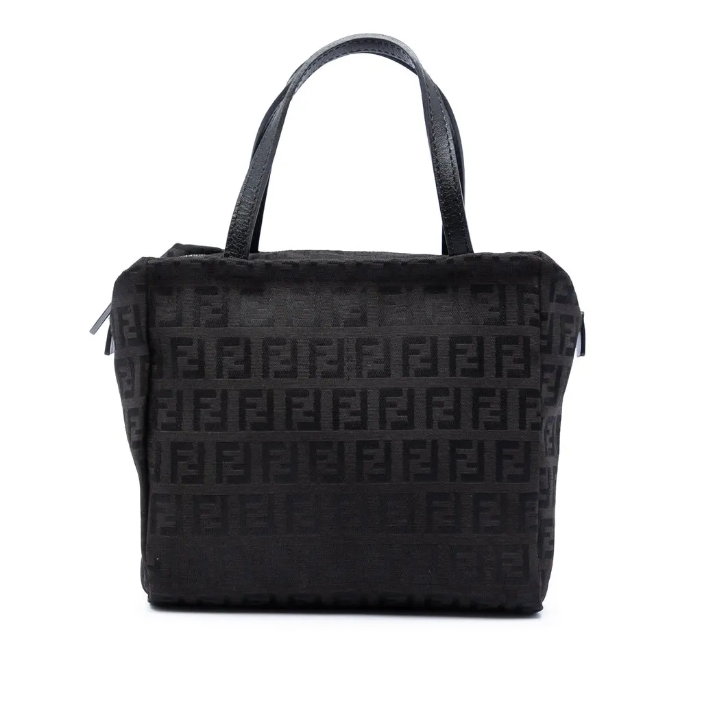 Fendi Mini Zucchino Canvas Handbag Black Very good - Front View