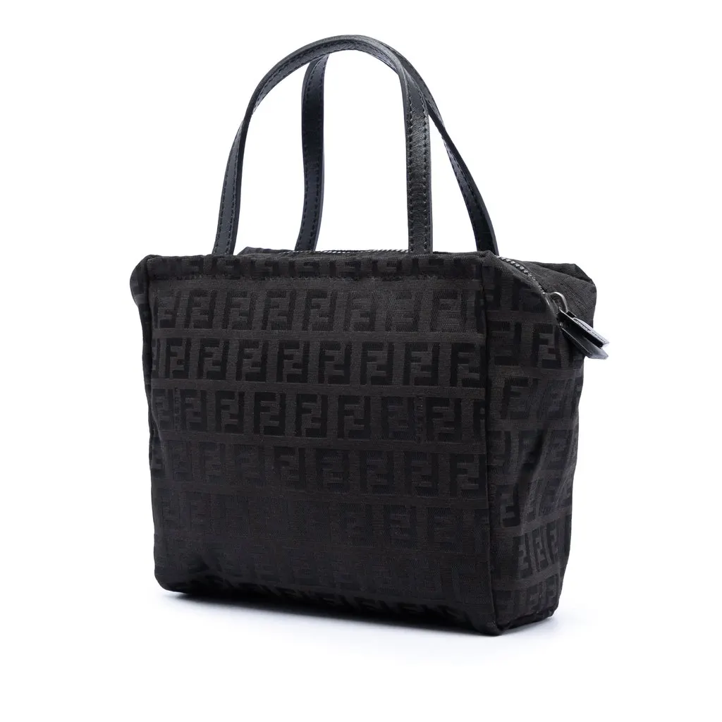 Fendi Mini Zucchino Canvas Handbag Black Very good - Back View