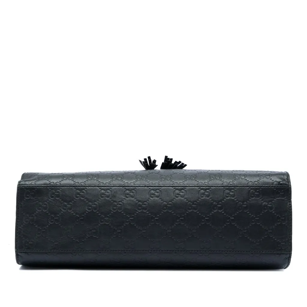 Gucci Large Guccissima Emily Shoulder Bag Black Leather Good - Inside View