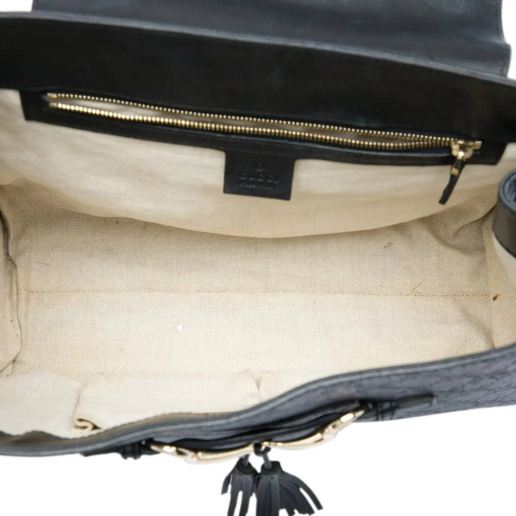 Gucci Large Guccissima Emily Shoulder Bag Black Leather Good - Model View