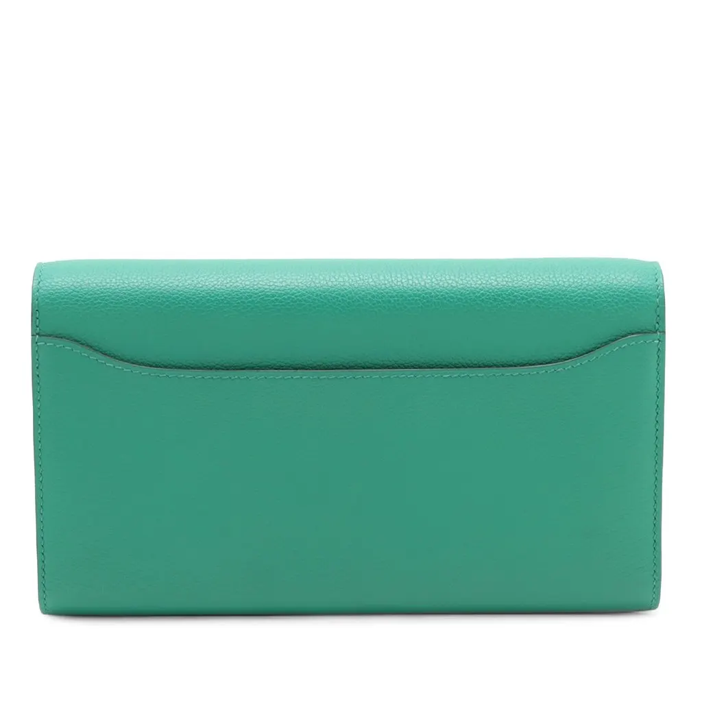 Hermès Evercolor Constance Long To Go Wallet Green Leather Very good - Back View