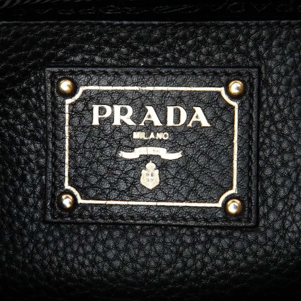 Prada Vitello Daino Soundlock Satchel Black Leather Very good - Box View