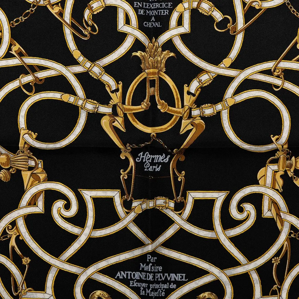Hermès L Instruction du Roy Silk Scarf 45 Black Silk Never worn - Back View