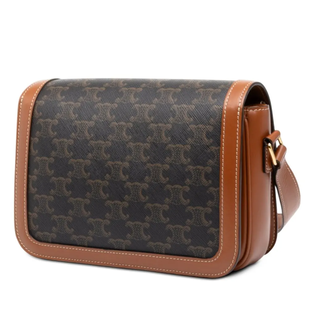 Celine Classique Triomphe Coated Canvas and Calfskin Triomphe Crossbody Brown Canvas Very good - Back View
