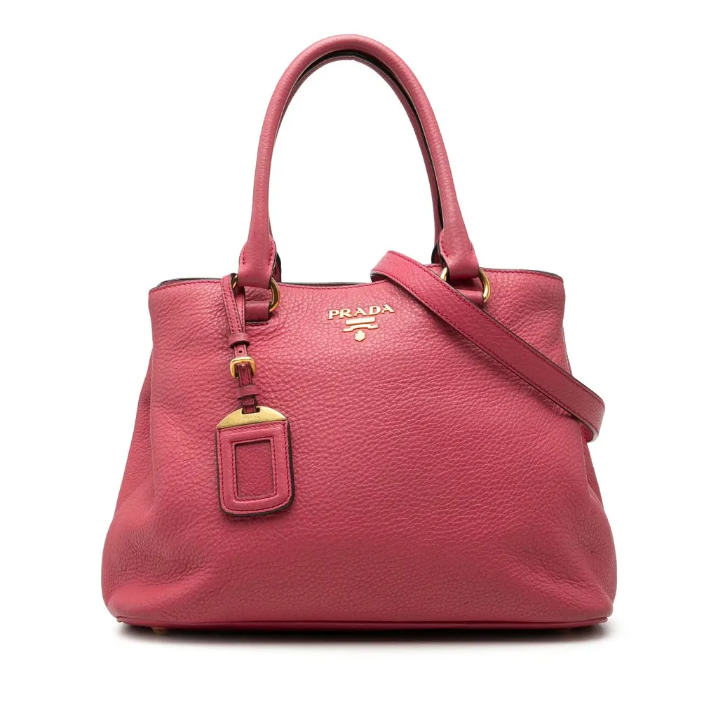 Prada Vitello Daino Open Convertible Tote Pink Leather Very good - Front View
