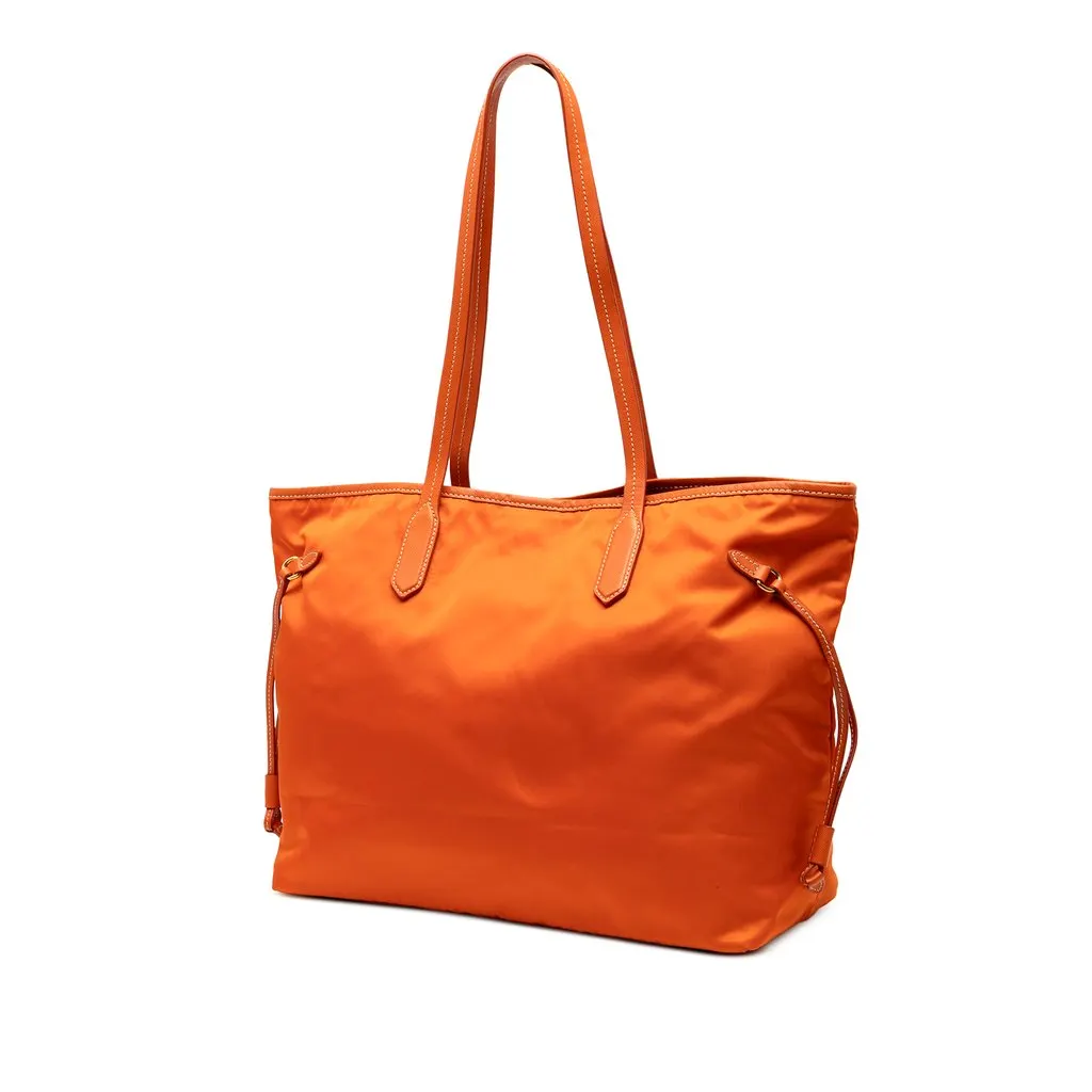 Prada Saffiano Trimmed Tessuto Open Convertible Tote Orange Very good - Back View