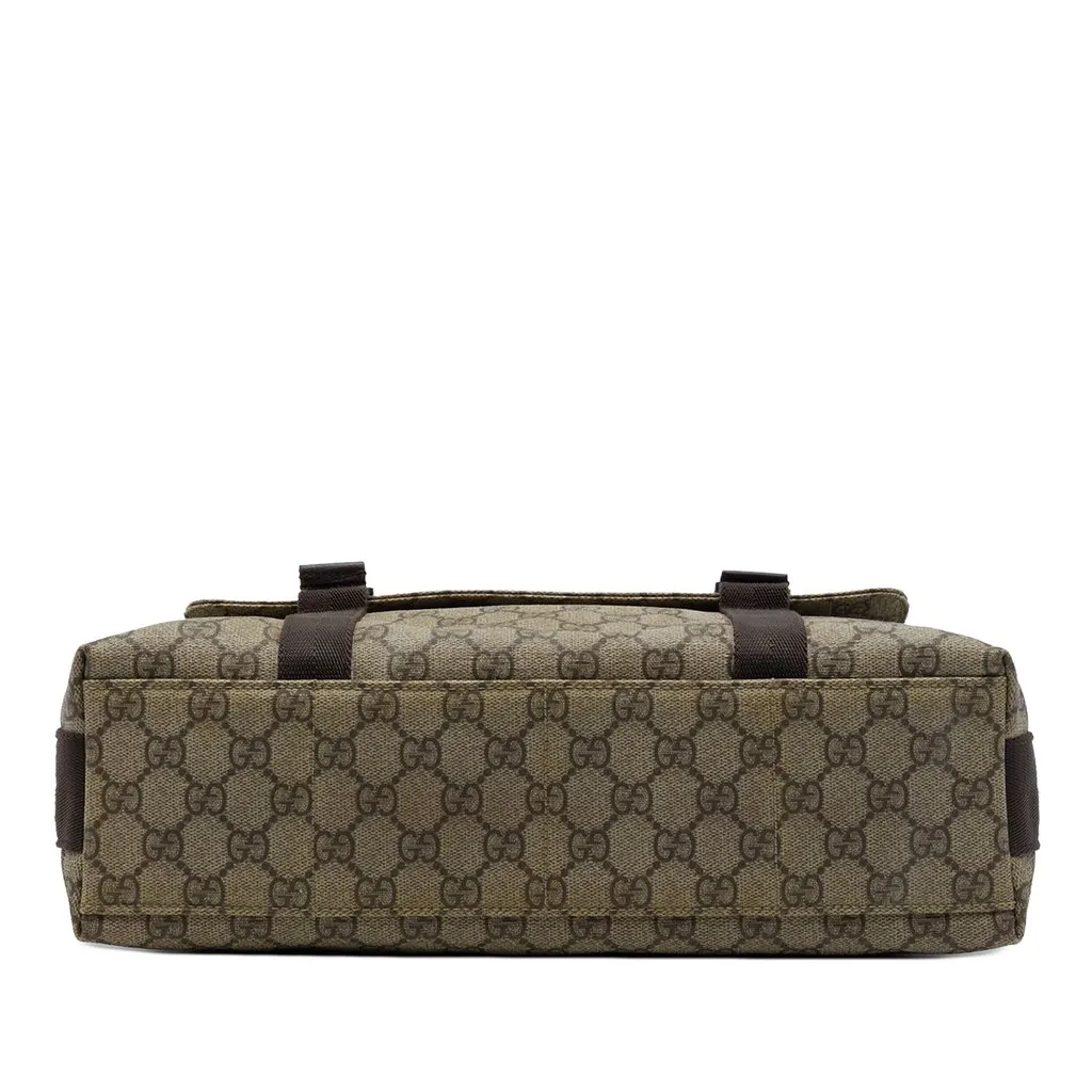 Gucci Large GG Supreme Double Buckle Flap Messenger Bag Beige Canvas Good - Inside View
