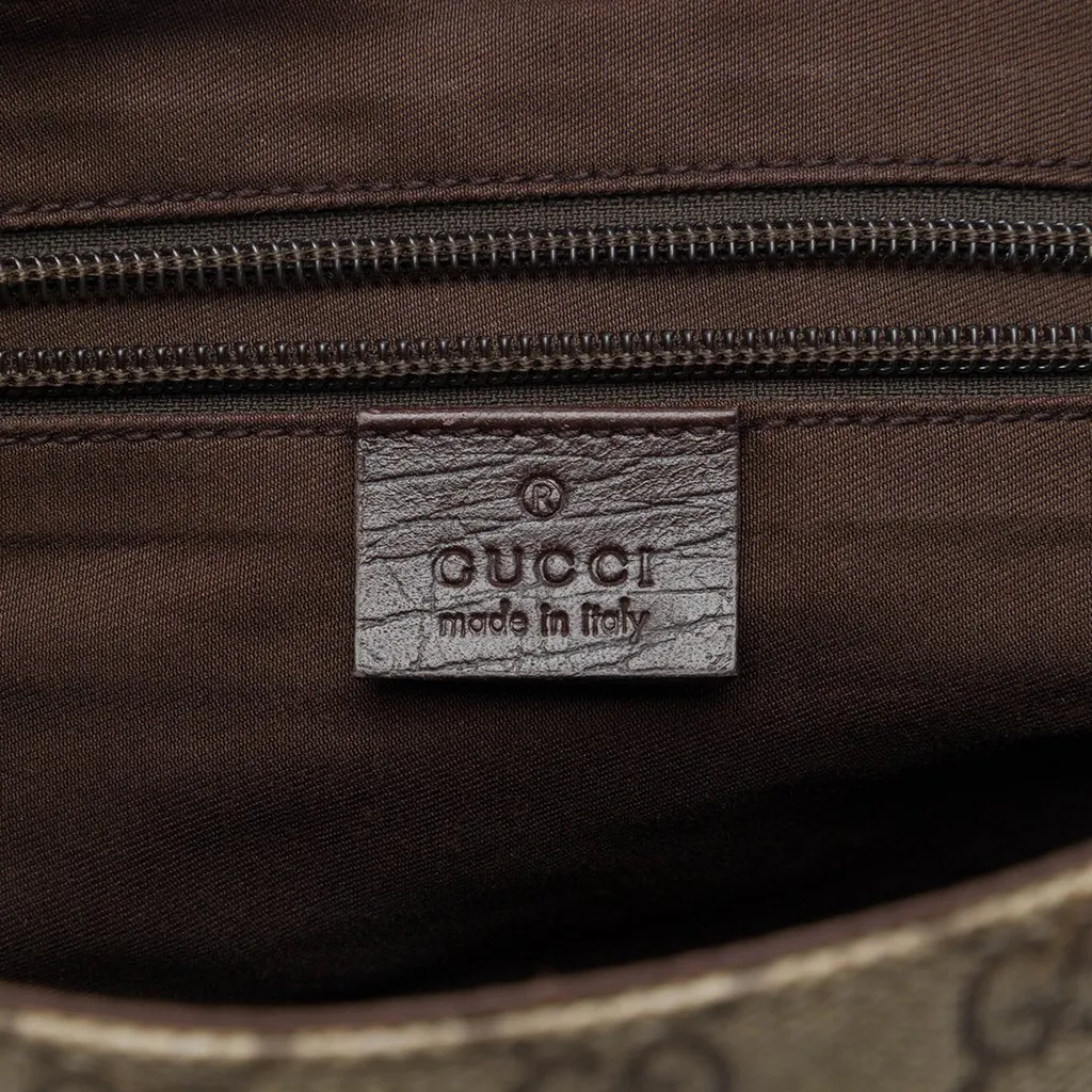 Gucci Large GG Supreme Double Buckle Flap Messenger Bag Beige Canvas Good - Box View