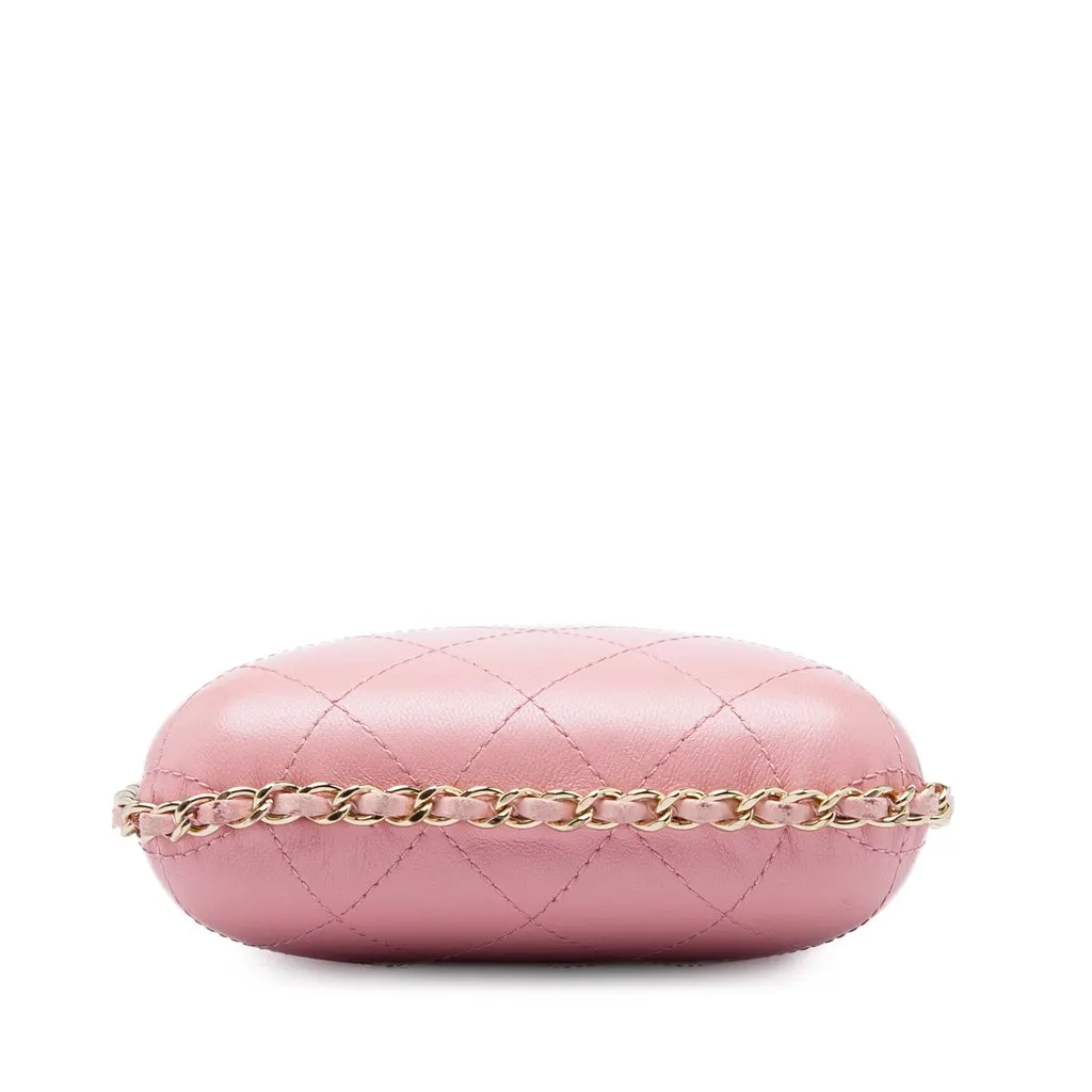 Chanel CC Quilted Lambskin Chain Around Phone Holder Pink Leather Very good - Inside View