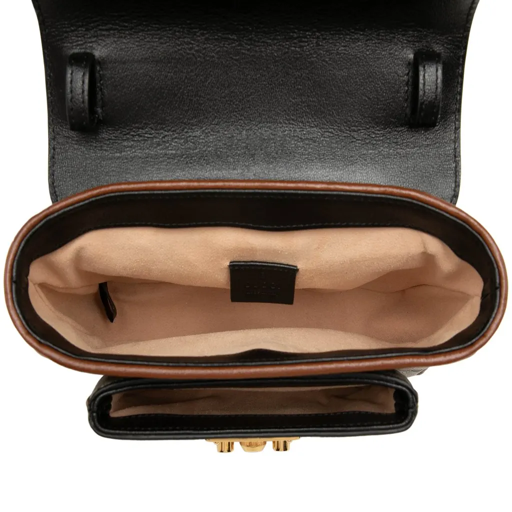 Gucci Mini GG Supreme and Calfskin Padlock Flap Pocket Satchel Beige Canvas Very good - Model View