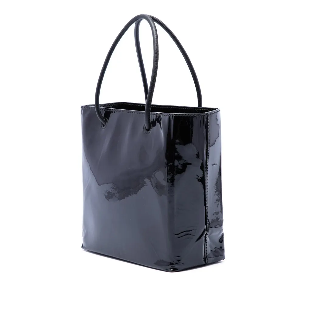 Balenciaga Patent Logo Shopping Tote XXS Black Leather Very good - Back View