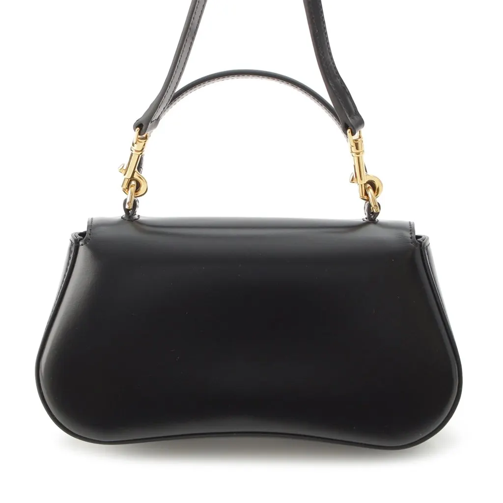 Celine Teen Shiny Calfskin Triomphe Lola Top Handle Bag Black Leather Very good - Back View