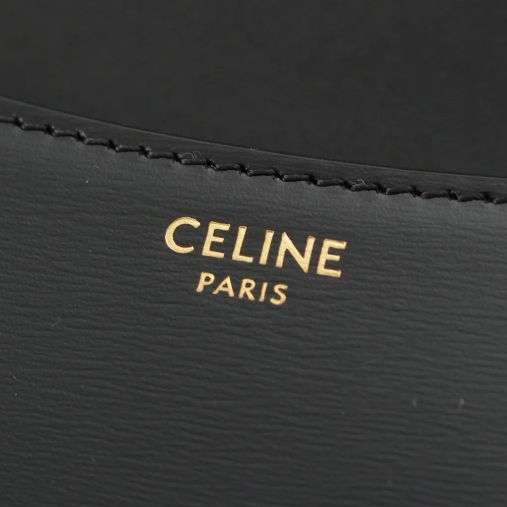 Celine Teen Shiny Calfskin Triomphe Lola Top Handle Bag Black Leather Very good - Box View