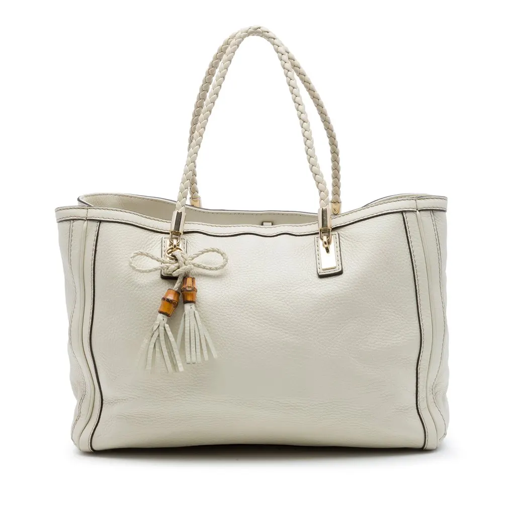 Gucci Calfskin Bella Tote White Leather Very good - Front View