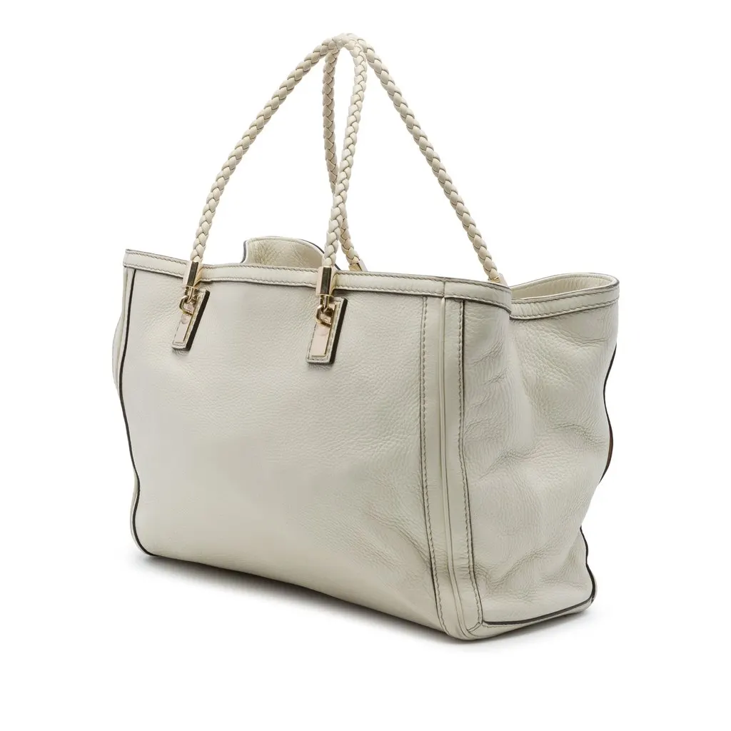 Gucci Calfskin Bella Tote White Leather Very good - Back View