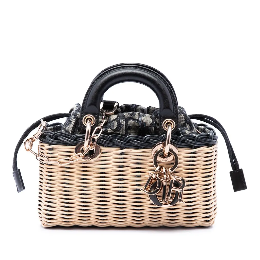 Dior Micro Wicker Oblique Lady D Joy Beige Rattan Very good - Front View