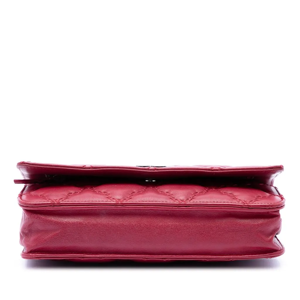 Chanel CC Quilted Calfskin Double Stitch Hamptons Wallet on Chain Red Leather Very good - Inside View