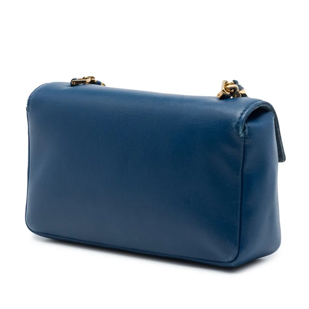 Fendi Mini Nappa Be Baguette Crossbody Blue Leather Very good - Back View