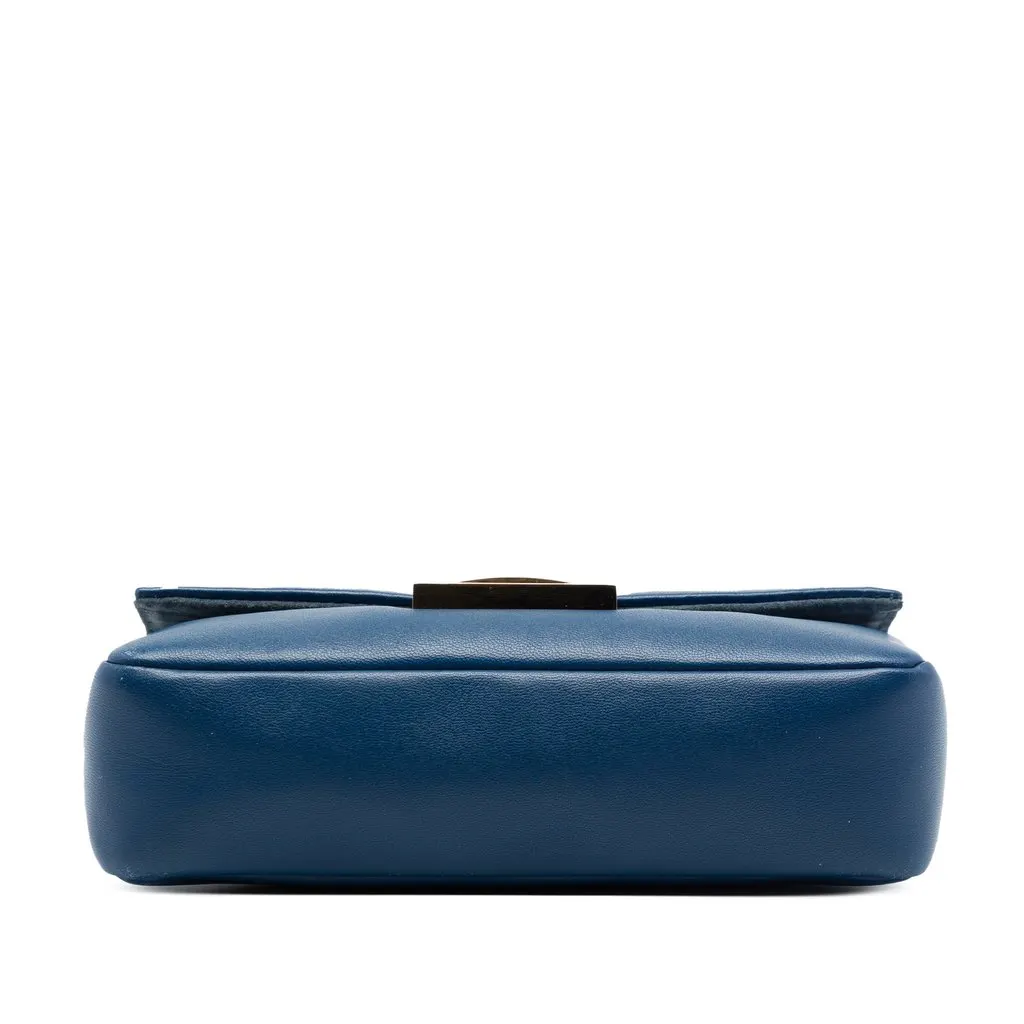 Fendi Mini Nappa Be Baguette Crossbody Blue Leather Very good - Inside View