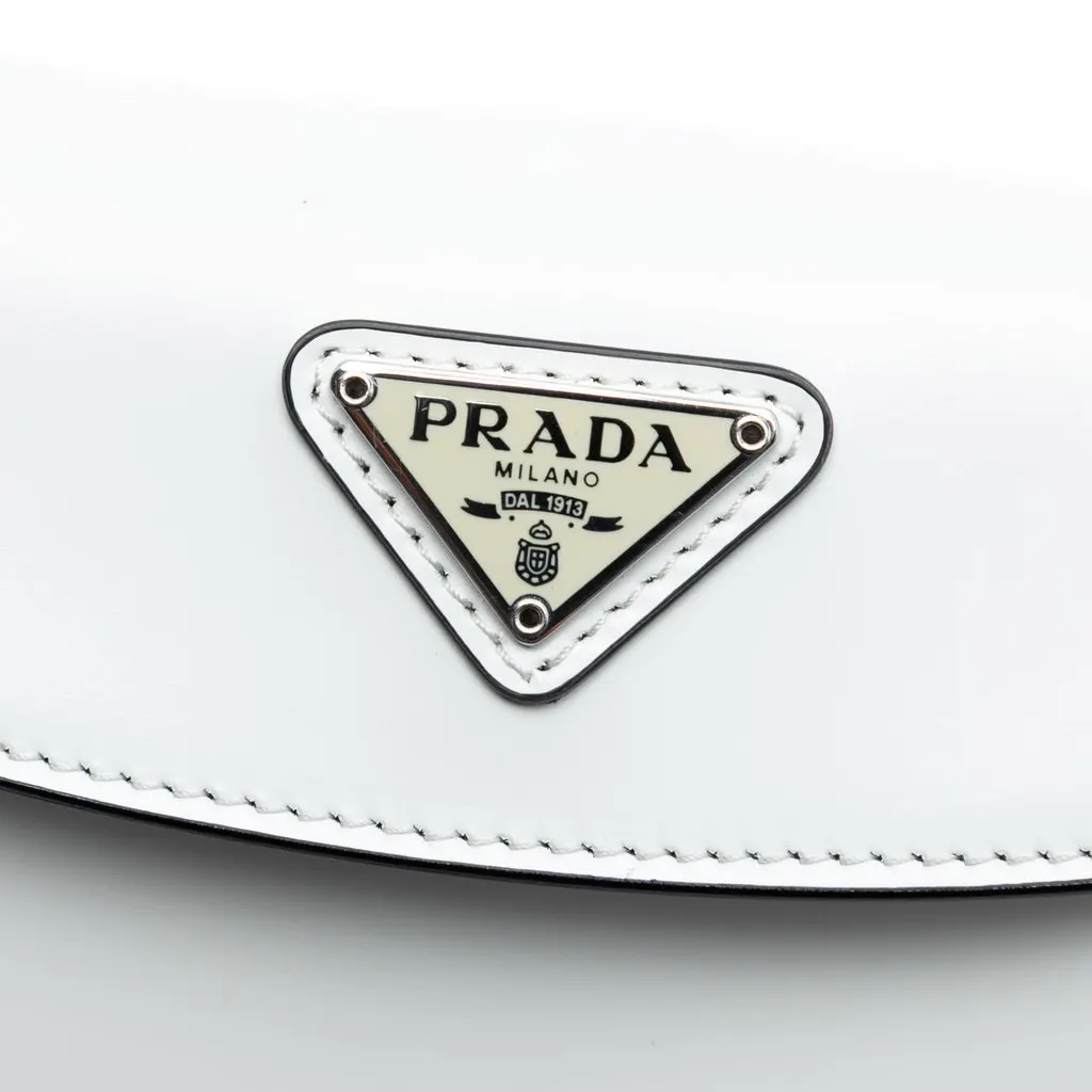 Prada Mini Brushed Leather Cleo Bag White Leather Very good - Box View