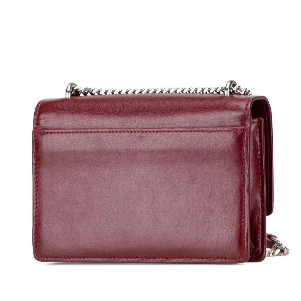 Saint Laurent Mini Calfskin Monogram Sunset Wallet on Chain Red Leather Very good - Back View