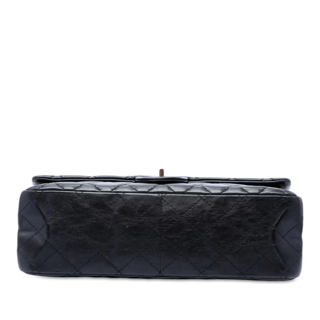 Chanel Quilted Aged Calfskin Reissue 2.55 Double Flap 226 Black Leather Very good - Inside View