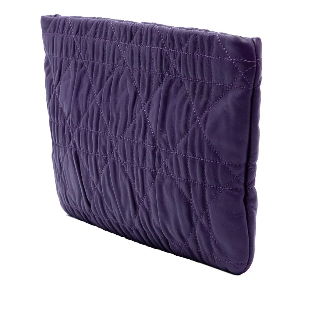 Dior Calfskin Cannage Rose Clutch Purple Leather Very good - Back View