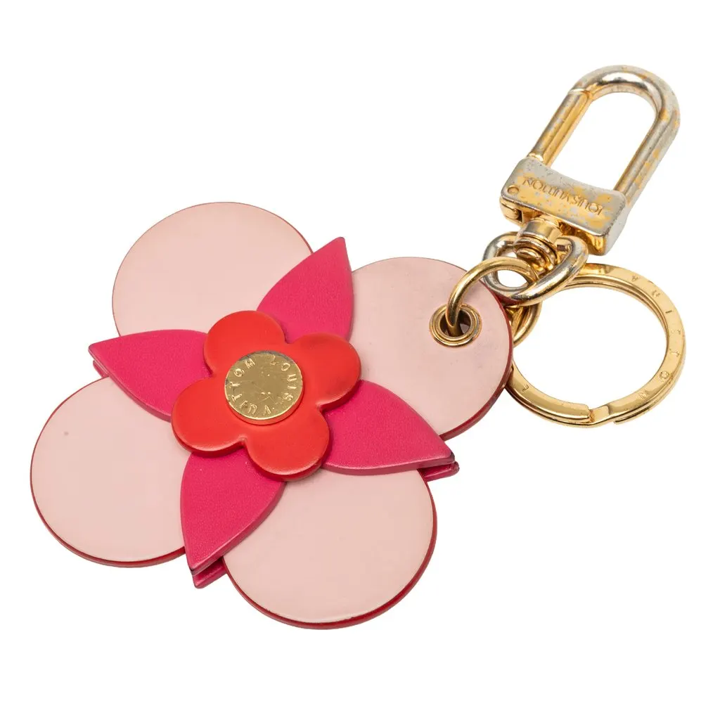 Louis Vuitton Leather Blooming Flowers Totem Key Holder and Bag Charm Red Leather Very good - Back View