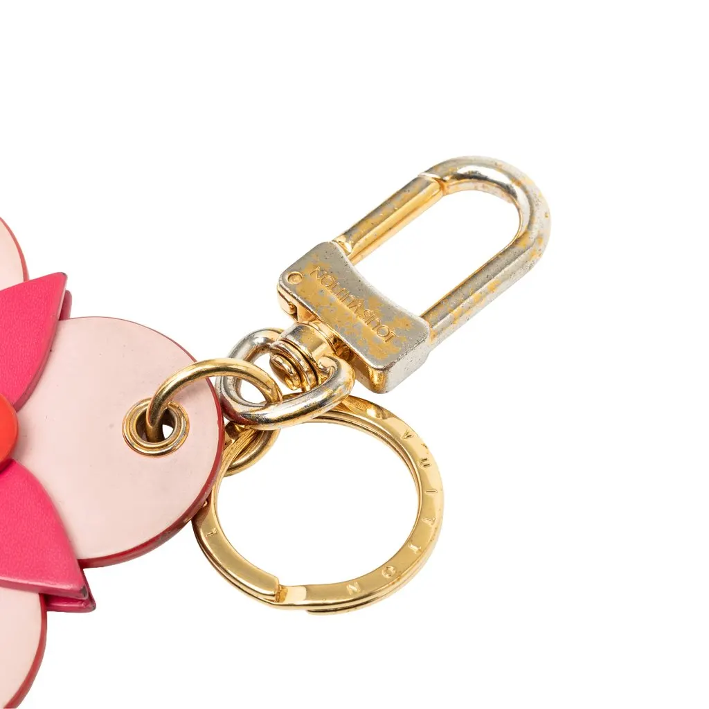 Louis Vuitton Leather Blooming Flowers Totem Key Holder and Bag Charm Red Leather Very good - Box View