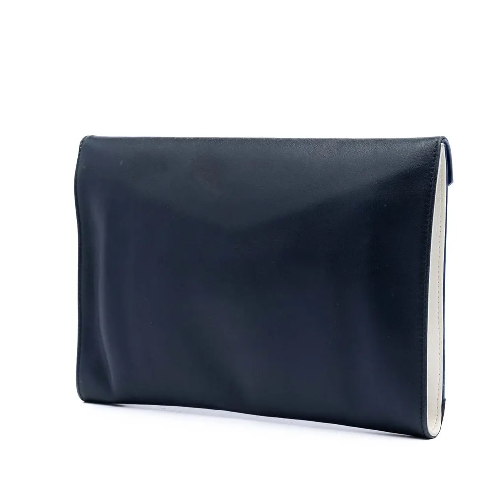 Chanel Lambskin Cocomail Envelope Clutch Black Leather Very good - Back View