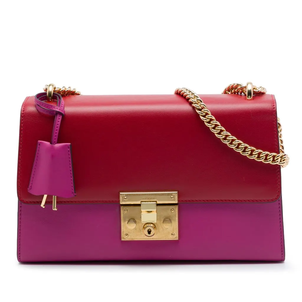 Gucci Medium Bicolor Leather Padlock Shoulder Bag Pink Leather Very good - Front View