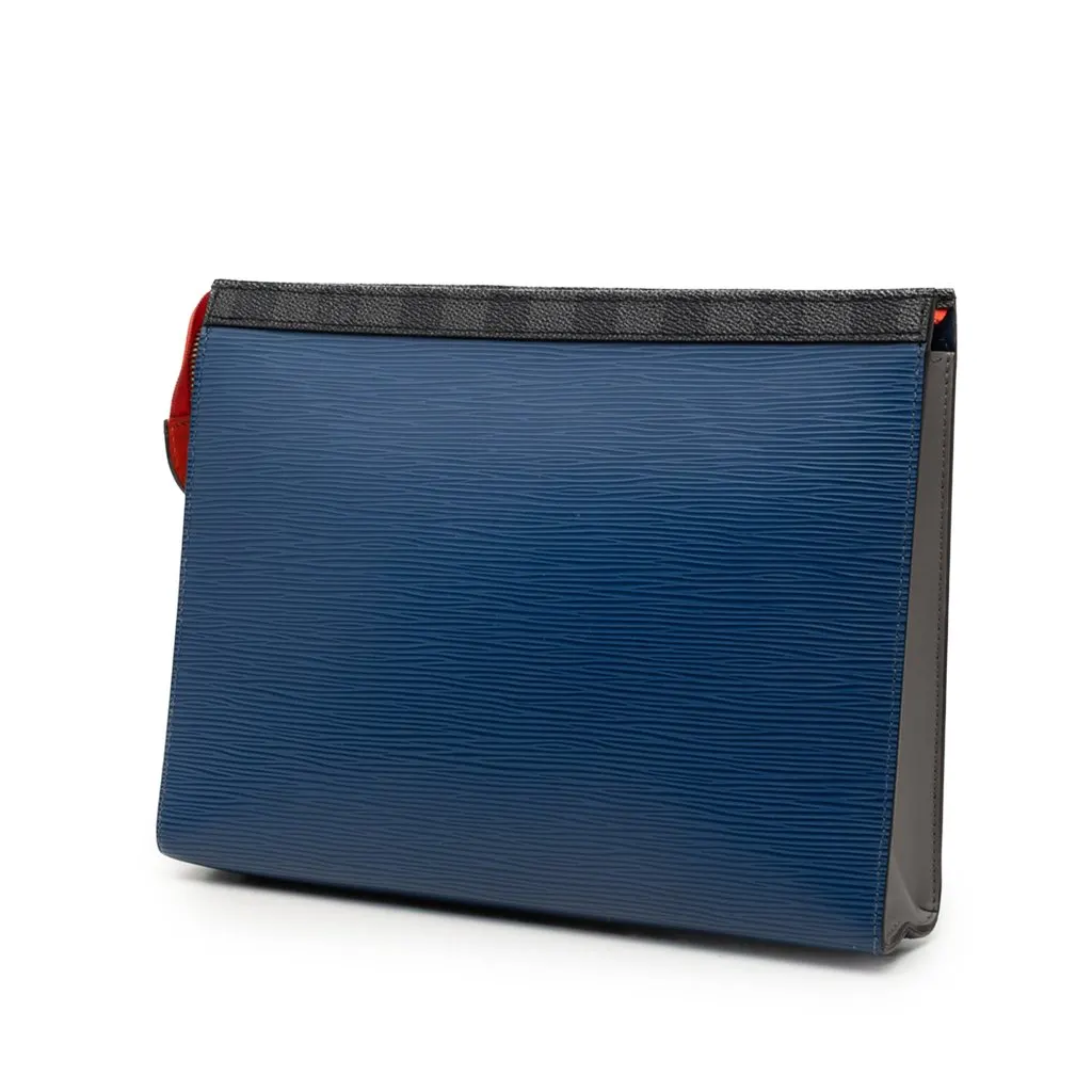 Louis Vuitton Epi Pochette Voyage MM Blue Leather Very good - Back View