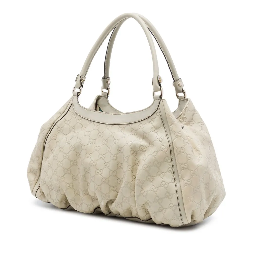 Gucci Guccissima Abbey D Ring Shoulder Bag White Leather Very good - Back View