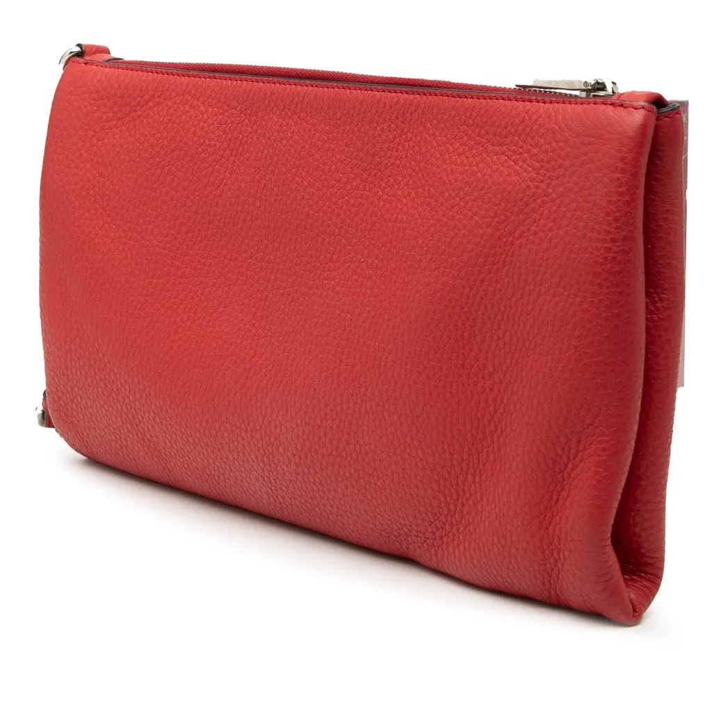 Prada Vitello Daino Clutch Red Leather Very good - Back View