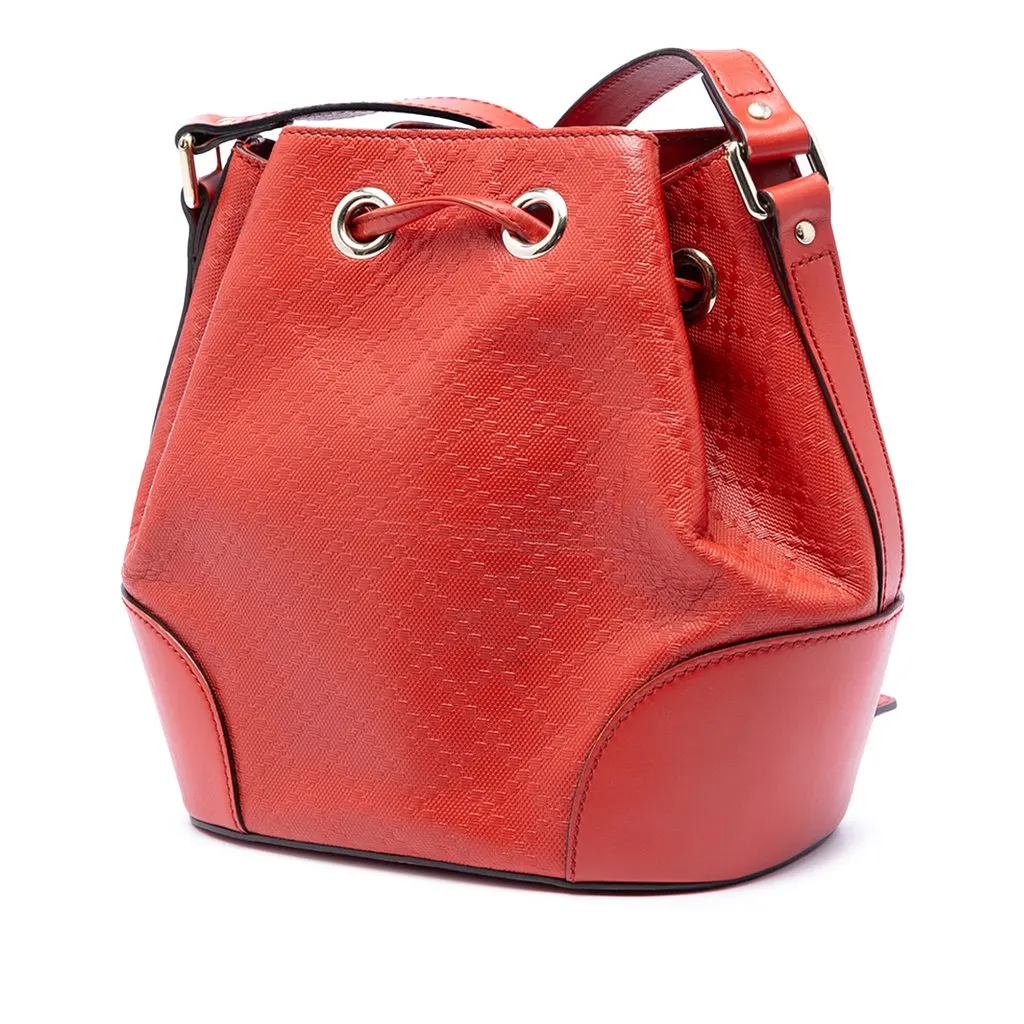 Gucci Diamante Leather Bright Bucket Bag Red Leather Very good - Back View