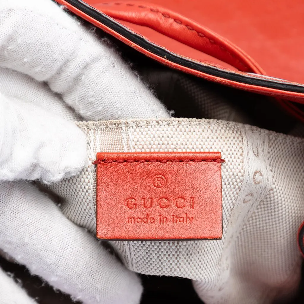 Gucci Diamante Leather Bright Bucket Bag Red Leather Very good - Box View